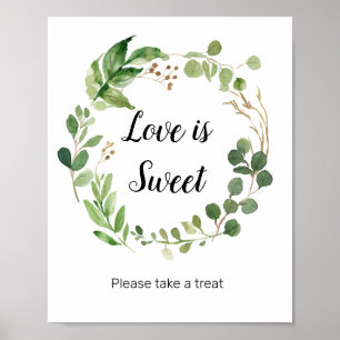 Poster Vert floral Aquarelle L'amour est doux signe