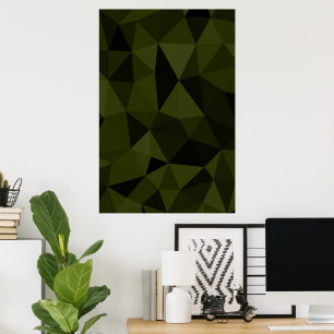 Poster Vert foncé de l'armée noir motif de maille géométr
