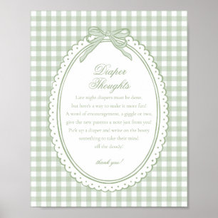 Poster Vert Gingham Coquette Noeud Culotte Réflexions Béb