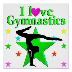 POSTER VERT GLITZY J'AIME LE DESIGN GYMNASTIQUE