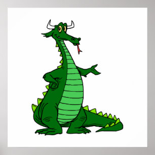 Poster Vert idiot de dragon