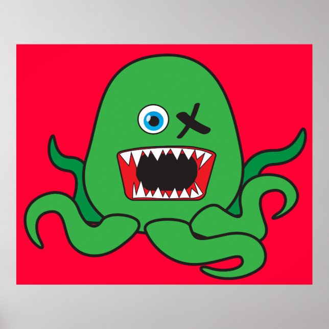 Poster vert Octomonster (Devant)