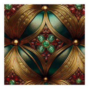 Poster Vert Or Rubis Émeraude Motif Brillant