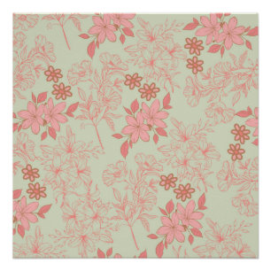 Poster Vert rose rétro Y2K les années 70 Fleur Motif