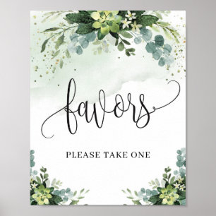 Poster Vert rustique succulent eucalyptus faveurs signe