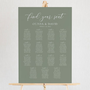 Poster Vert Sauge 15 Tables Trouvez Votre Place Plan de T