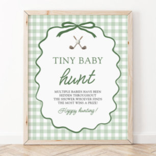 Poster Vert Sauge Gingham Golf Bébé Tout-Petits Chasse Ba
