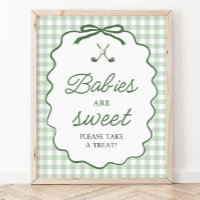 Vert sauge Gingham Nœud Bébés de golf sont un sign