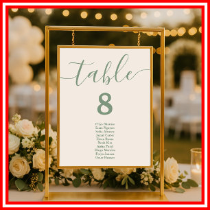 Poster Vert Sauge   Plan de table de mariage simple