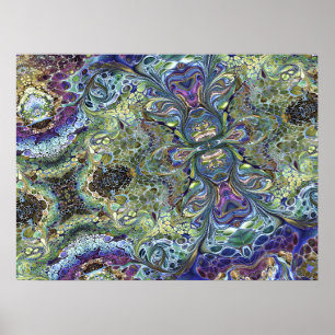 Poster Vert sauge, violet bleu, motif abstrait