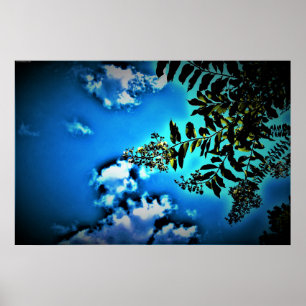 Poster Vert sur bleu,