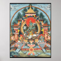 Poster vert Tara Tibétain Thangka