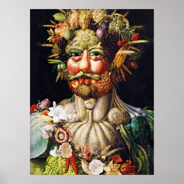 Poster Vertumnus (Portrait de Rudolf II) par Arcimboldo (Devant)