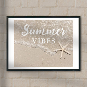 Poster Vestiges mer mer plage sable mer étoile