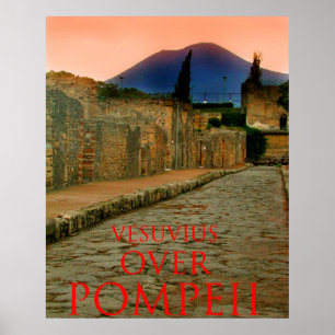 Poster vésuve au-dessus de pompéi