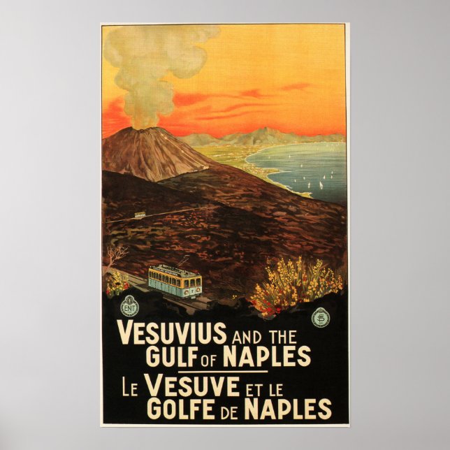 Poster VESUVIUS et le golfe de Naples ENIT Italie (Devant)