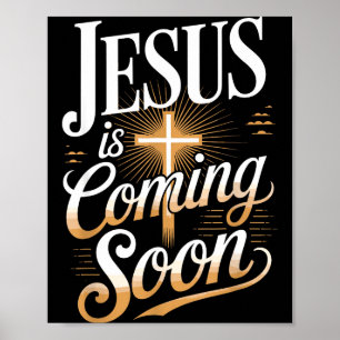 Poster Vêtements Chrétiens Jésus Arrive Bientôt En Gras