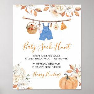 Poster Vêtements Citrouilles Baby shower bébé Chasse aux 