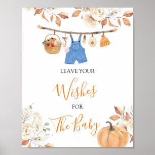 Poster Vêtements Citrouilles Baby shower Laissez vos dési