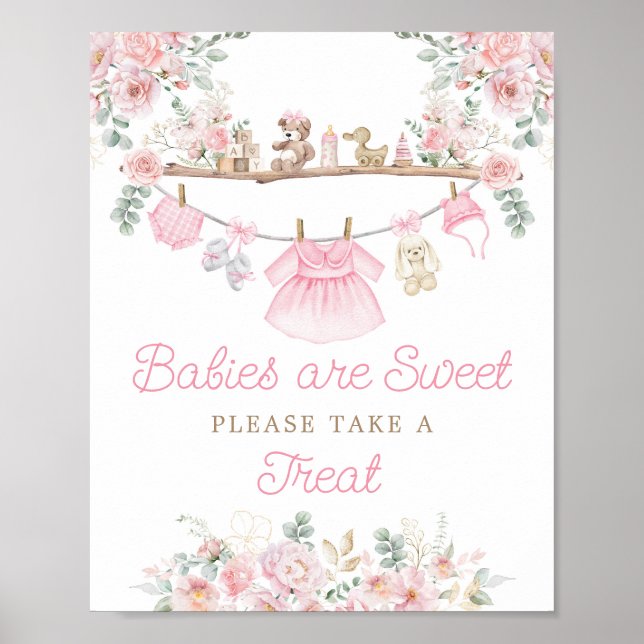 Poster Vêtements de bébé roses Les bébés sont doux Pannea (Devant)
