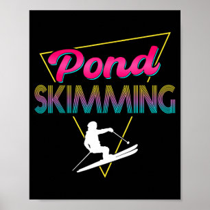 Poster vêtements de dérapage d'étang rétro 80s skieur d'é