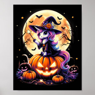 Poster Vêtements de Halloween Citrouille Sorcière Licorne