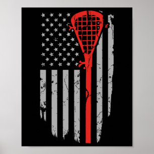 Poster Vêtements de jeunesse de lacrosse de drapeau améri