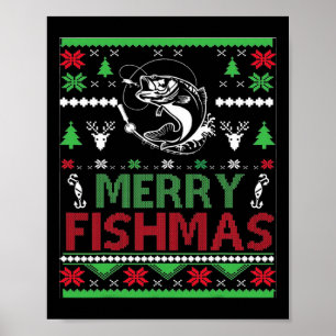 Poster Vêtements de Noël pour la pêche laids B Poisson