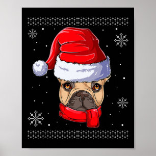 Poster Vêtements de Père Noël pour Bouledogue Français 