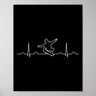 Poster Vêtements de rythme cardiaque de skateboardeur drô