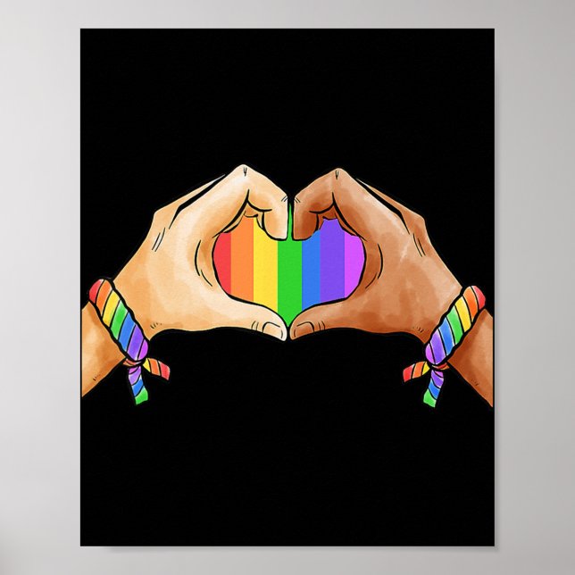 Poster Vêtements gay pride LGBT Arc-en-ciel Unité cardiaq (Devant)