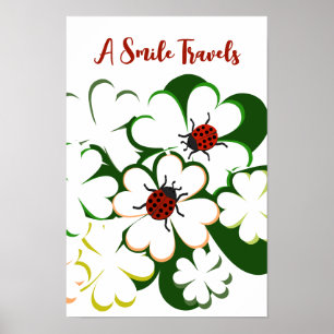 Poster Vêtements verts et blancs Lady Bug Un voyage souri
