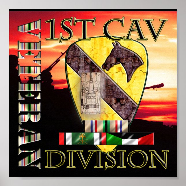 Poster Vétéran de la 1ère division de cavalerie contre la (Devant)