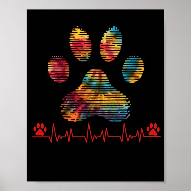 Poster Vétérinaire Arc-en-ciel Empreinte de patte Heartbe (Devant)