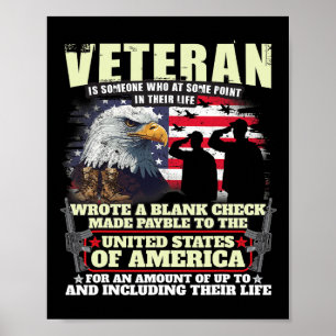 Poster Vétérinaire Écrit blanc chèque Famille des vétéran
