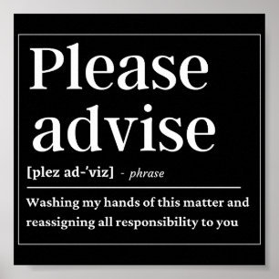 Poster Veuillez Aviser La Définition Drôle