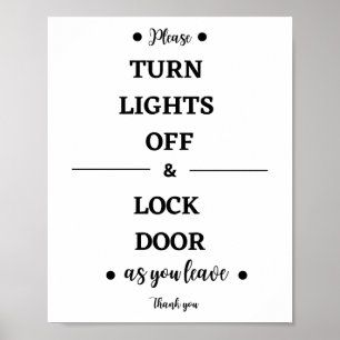 Poster Veuillez éteindre les lumières et verrouiller la p