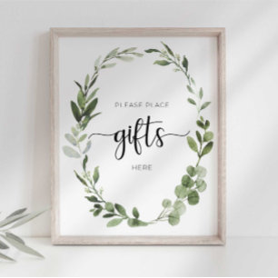 Poster Veuillez Placer Les Cadeaux Ici Panneau De Fête