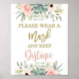 Poster Veuillez porter un masque succulent signe