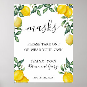 Poster Veuillez prendre un masque avec des citrons
