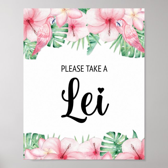 Poster Veuillez prendre un signe Lei Tropical Hawaiian Lu (Devant)