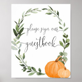 Poster Veuillez signer notre baby shower d'automne du liv