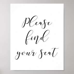 Poster Veuillez trouver votre siège mariage signe