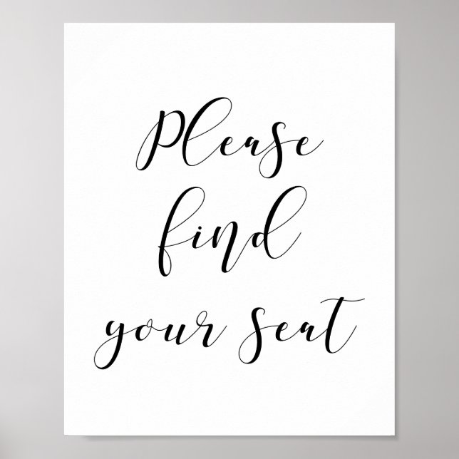 Poster Veuillez trouver votre siège mariage signe (Devant)