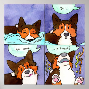 Poster "Veux-Tu Un Traitement ?" Comique de Corgi drôle