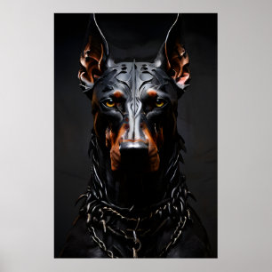 Poster Vibe en acier Doberman Silhouette verticale