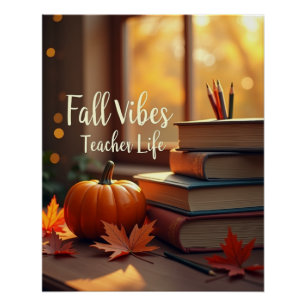 Poster Vibes d'automne personnalisées Vie de l'enseignant