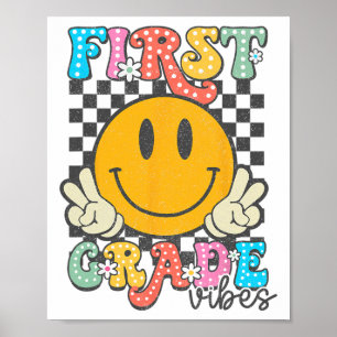 Poster Vibes de 1re année Visage souriant rétro Enseignan