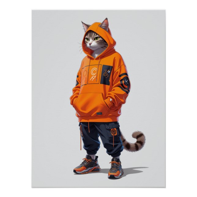 Poster Vibes de chats urbains - Conception futuriste de v (Devant)