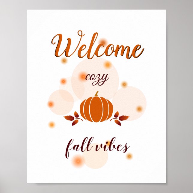 Poster vibes de chute blanche citrouille orange (Devant)